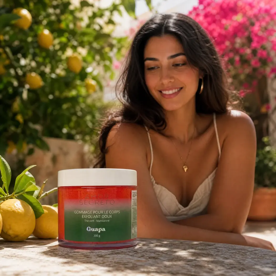 GOMMAGE CORPS EXFOLIANT DOUX - THÉ VERT & MANDARINE - 300G — GUAPA