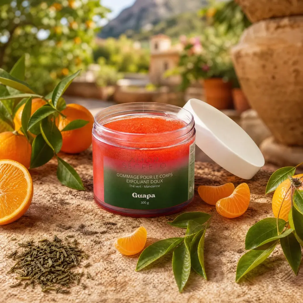 GOMMAGE CORPS EXFOLIANT DOUX - THÉ VERT & MANDARINE - 300G — GUAPA