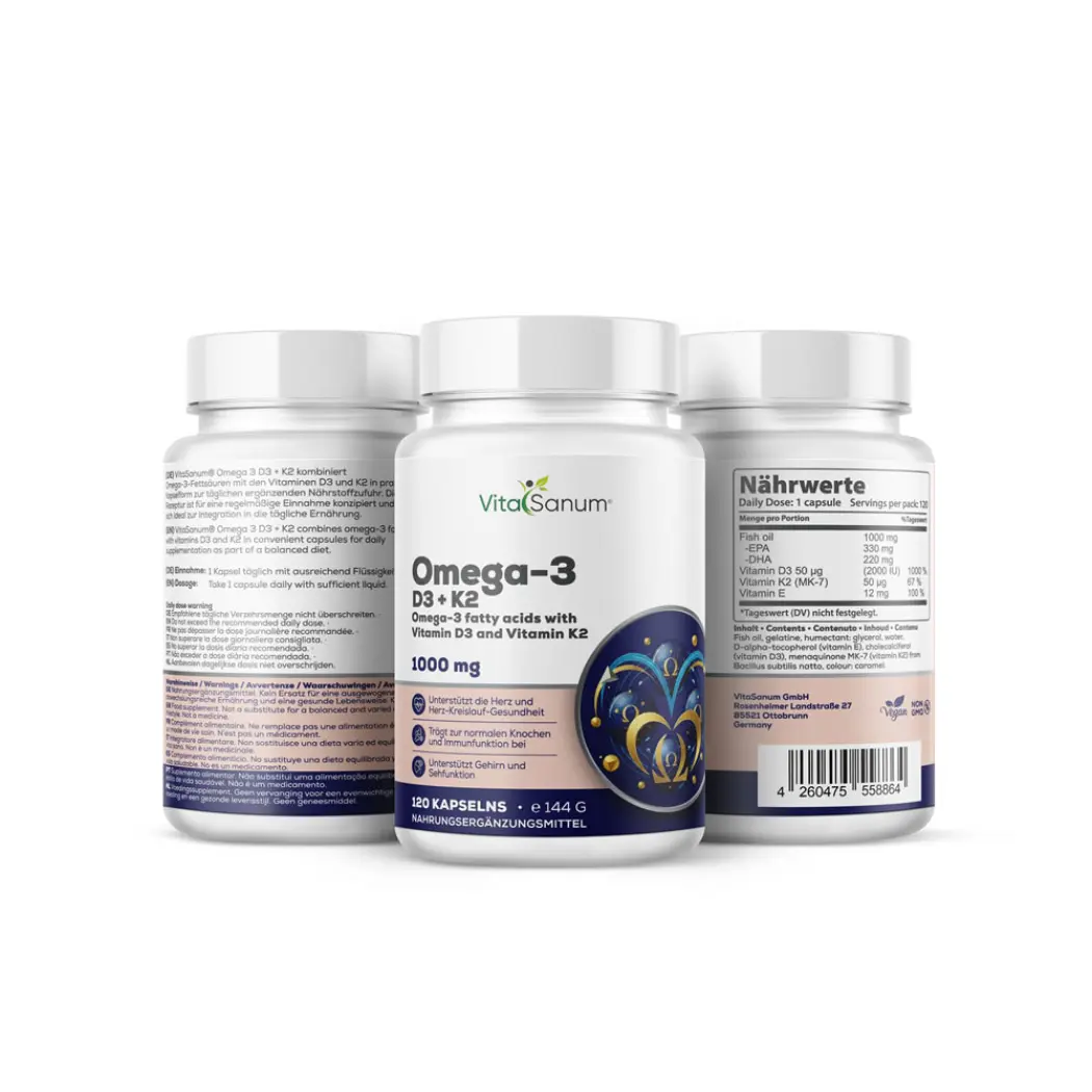 Oméga-3 D3 K2 1000 mg – 120 capsules — VitaSanum