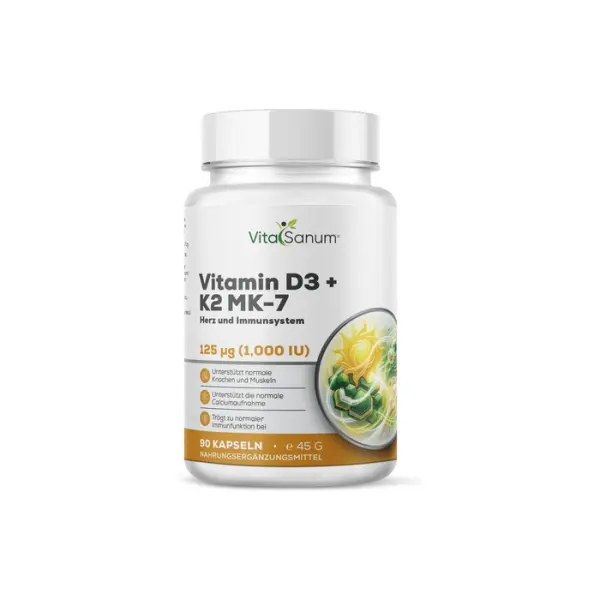 Vitamin D3 + K2 1000 I.E./100 µg – 90 Kapseln