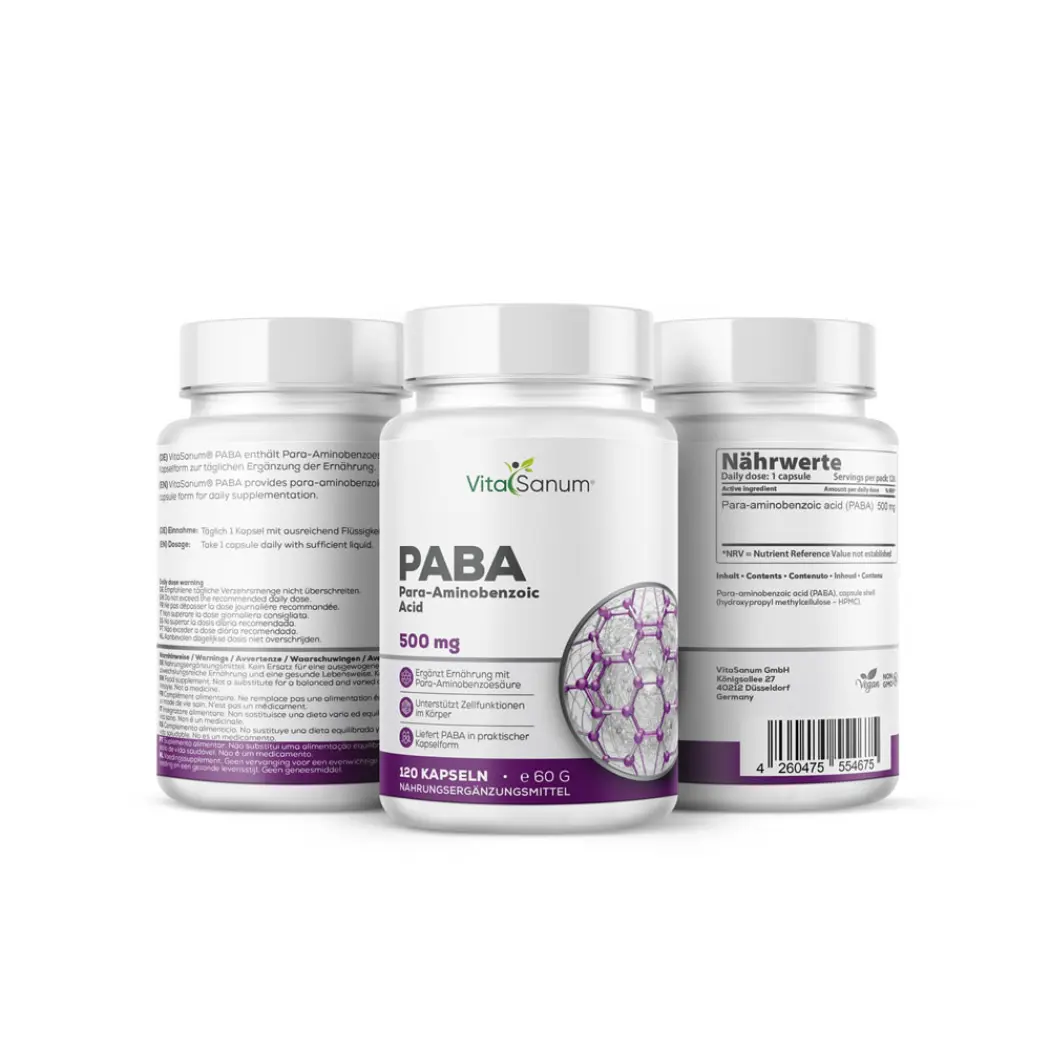 VitaSanum Acide para-aminobenzoïque (PABA) 500 mg – 120 gélules — VitaSanum