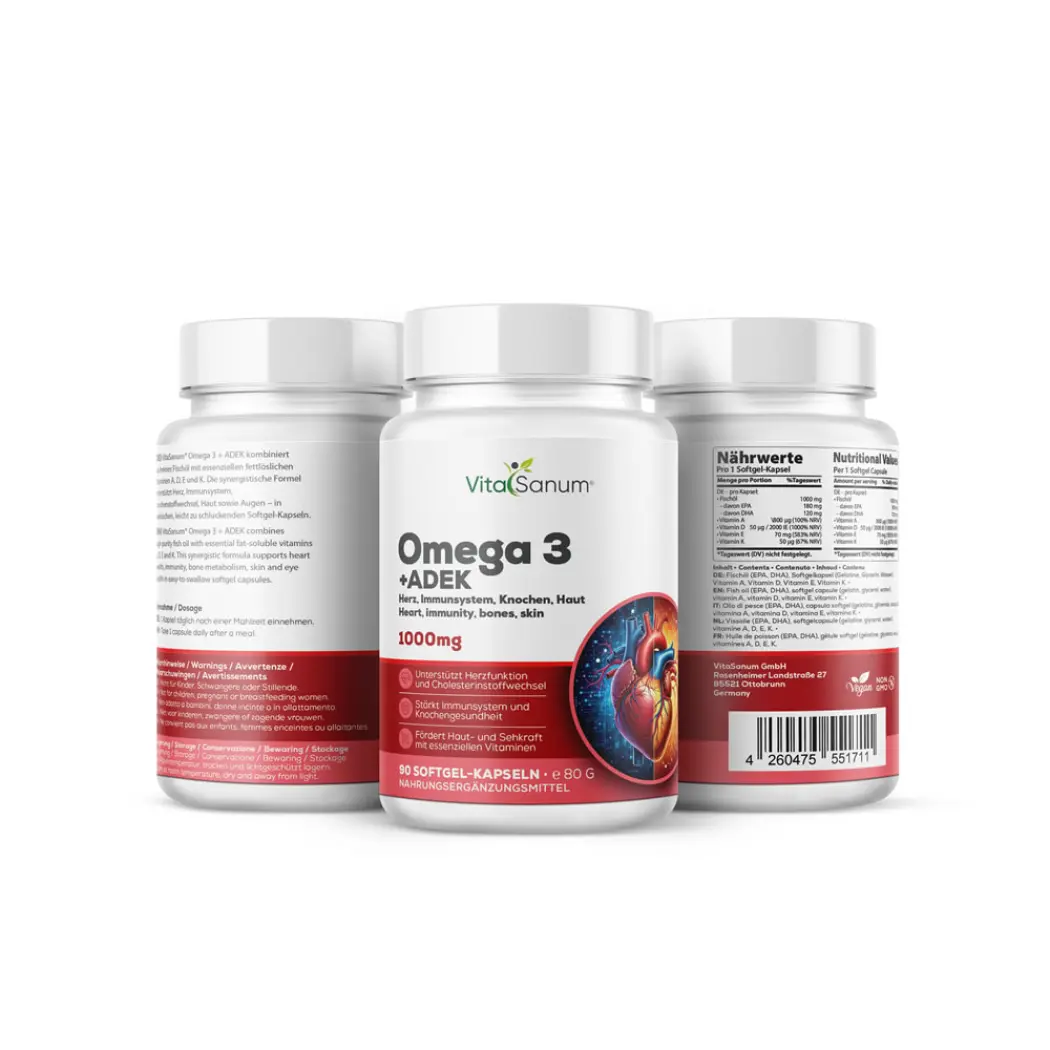 VitaSanum Oméga 3 + ADEK 1000 mg – 90 capsules — VitaSanum
