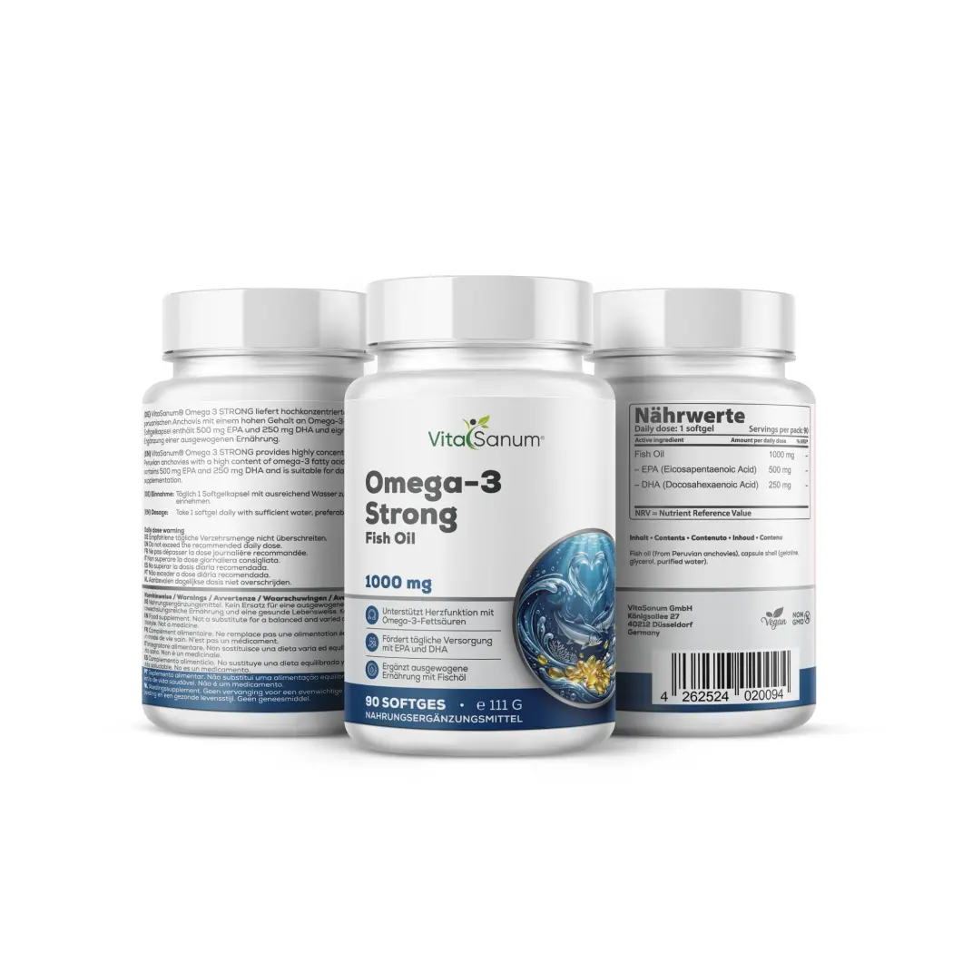 VitaSanum Omega 3 STRONG – 1000 mg Fischöl – 90 Softgelkapseln — VitaSanum