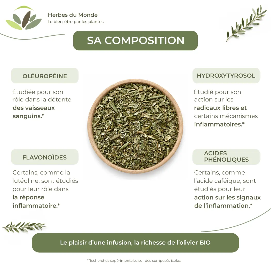 Tisane Olivier BIO – Feuilles Coupées – Infusion Naturelle – Certifiée AB – Sachet 100 g – Herbes du Monde — Herbes du Monde
