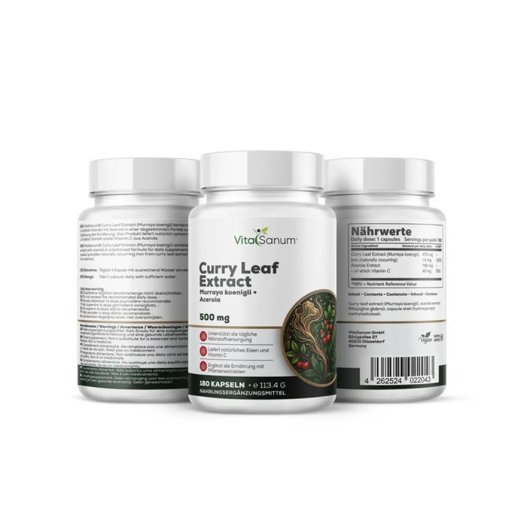 Curryblatt-Extrakt 472 mg + Acerola – 180 Kapseln — VitaSanum