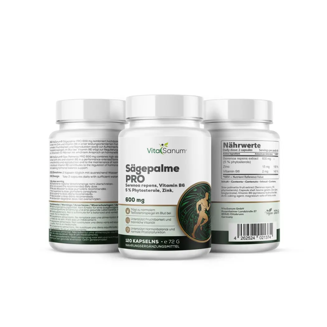 VitaSanum Palmier nain 600 mg, zinc et vitamine B6 – 120 gélules — VitaSanum
