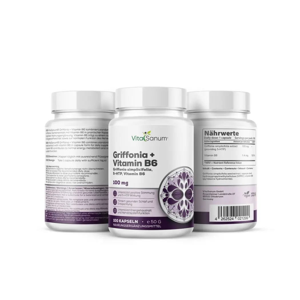 VitaSanum Griffonia 5-HTP + vitamine B6 100 mg – 100 gélules — VitaSanum